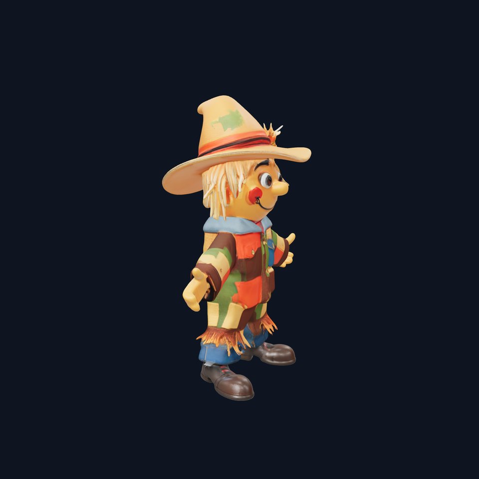 Patchwork Scarecrow Rigged and Animated D Character Model