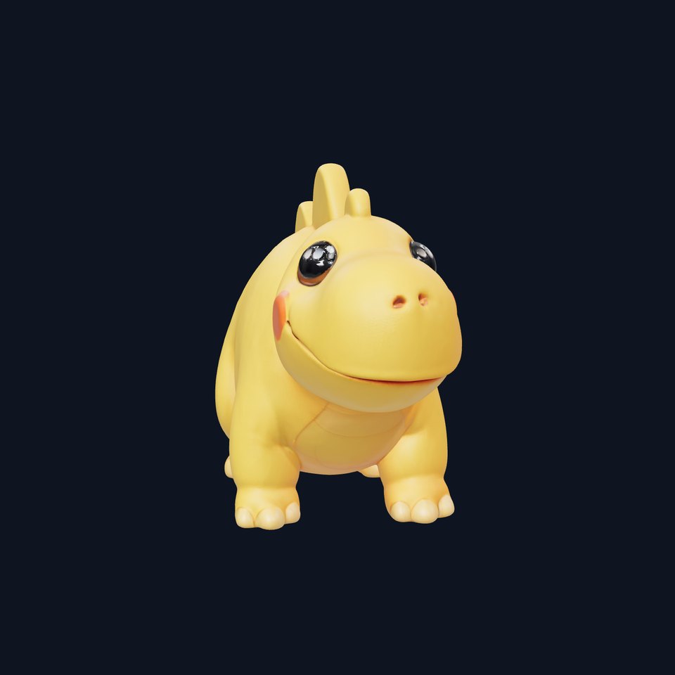 Cartoon Dinosaur Model Pack  Cute Yellow Stegosaurus