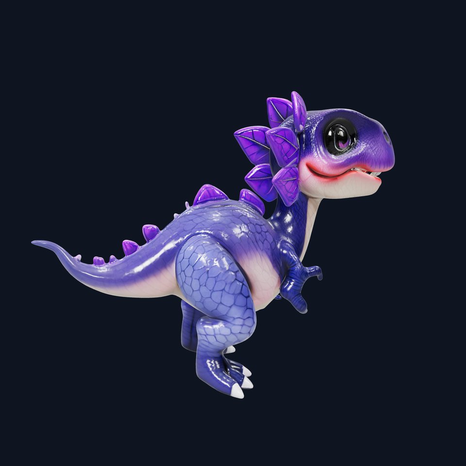 Cartoon Purple Dinosaur Character D Model Pack
