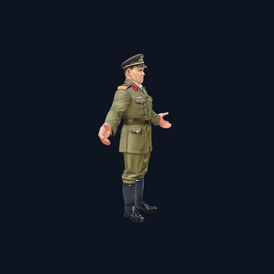 Military Officer Character Model  Rigged and Animated