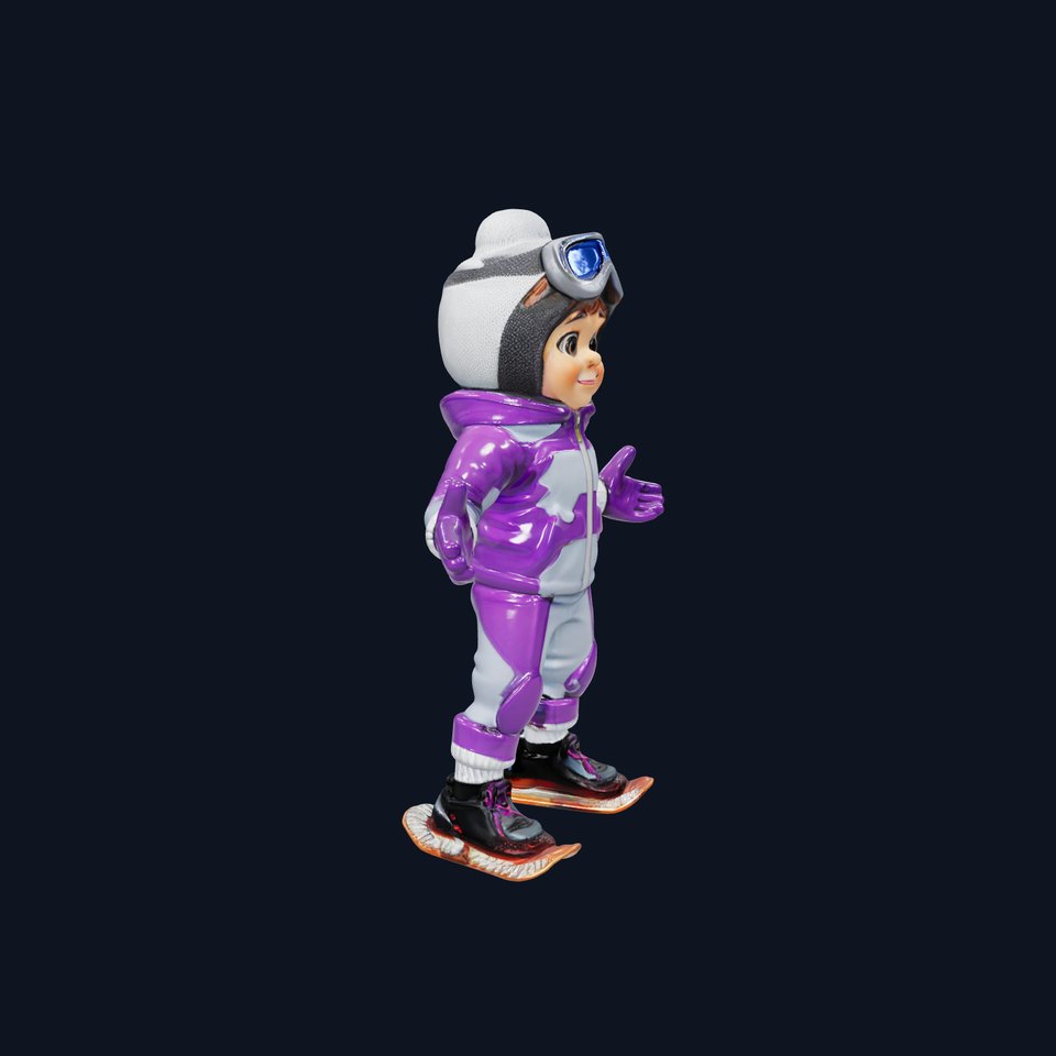 Winter Adventure Kid Rigged and Animated D Character Model