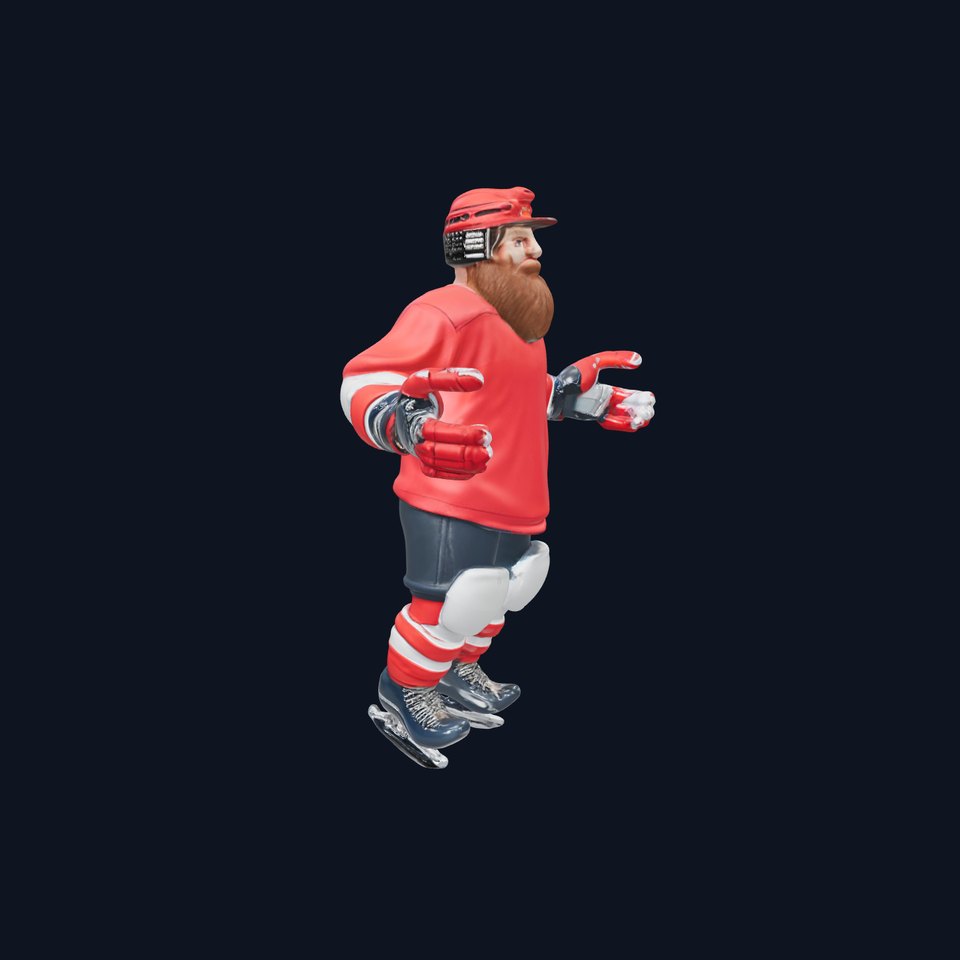 Bearded Hockey Player D Model  Rigged and Animated