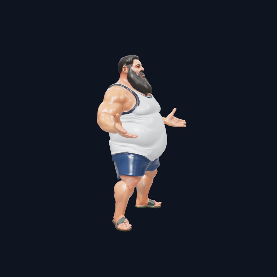 Bearded Casual Rigged and Animated D Character Model