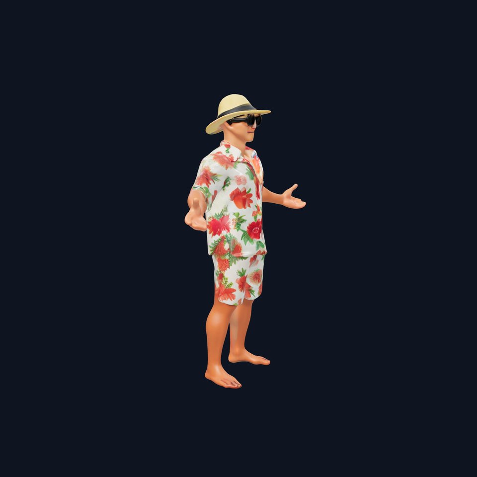 Summer Tourist Character Rigged and Animated in Hawaiian Outfit