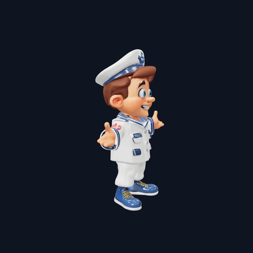 Cheerful Sailor Boy Character Rigged and Animated
