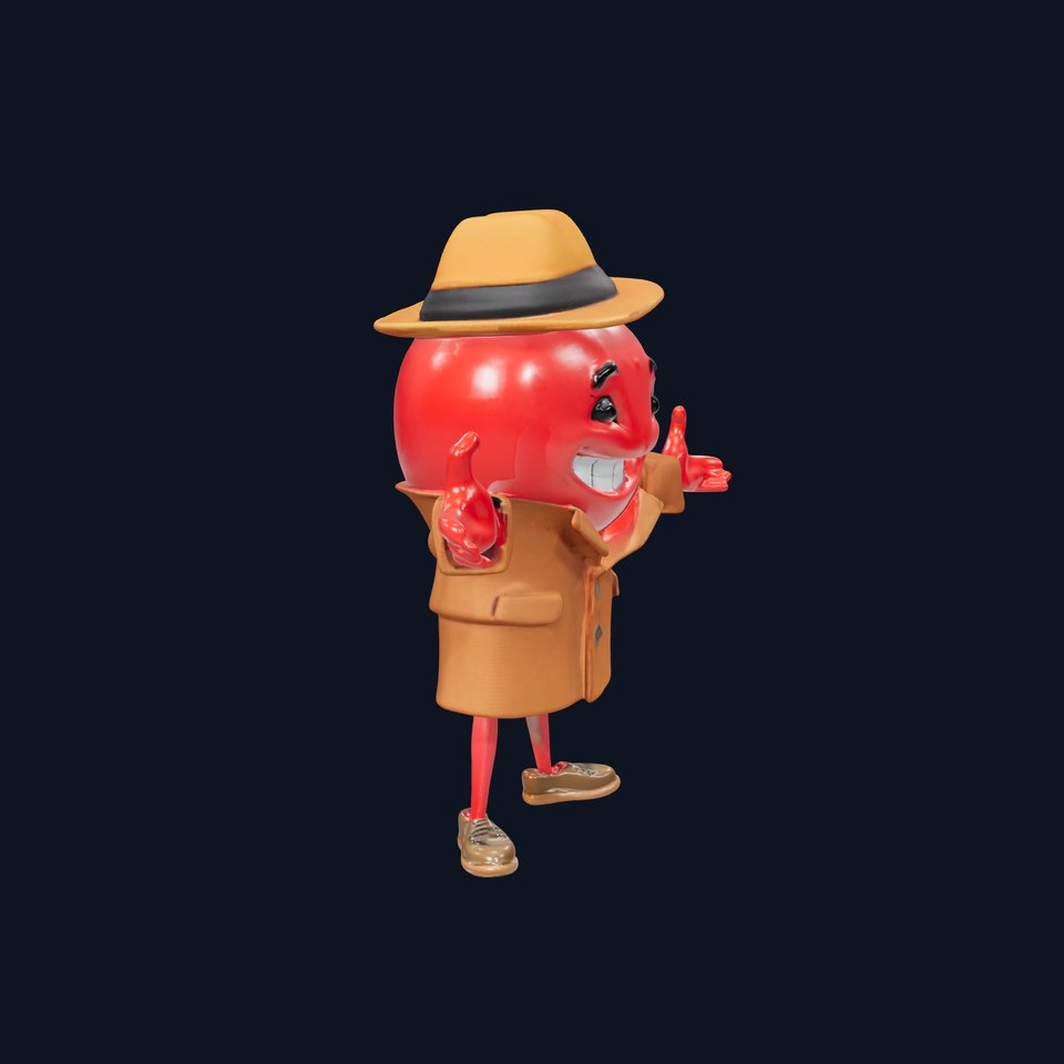 Cheery Red Character in Brown Coat Rigged and Animated