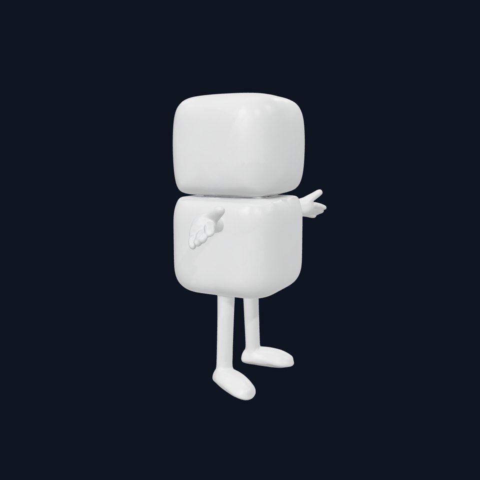 Simple White D Character Rigged and Animated for Game Use