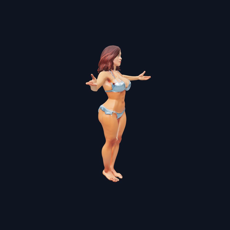 D Beachwear Character Rigged and Animated Model