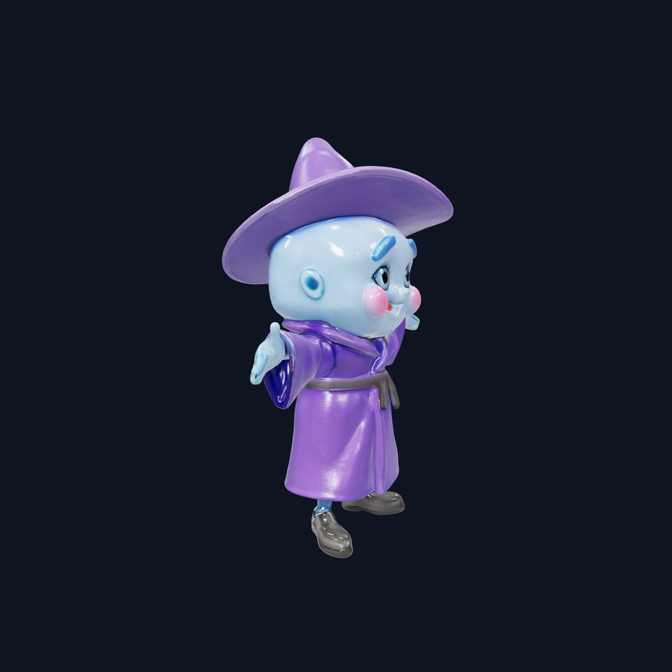 Friendly Blue Wizard Rigged and Animated D Character Model