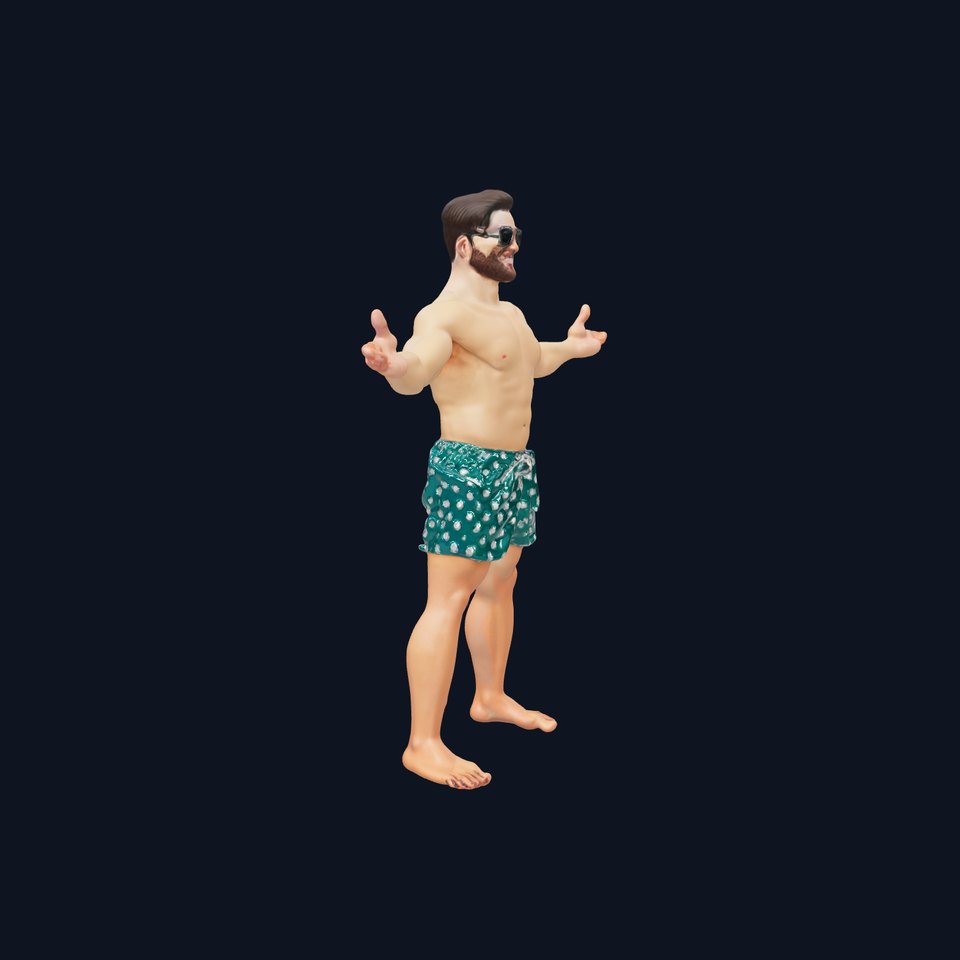 Beach Guy Character Model Rigged and Animated