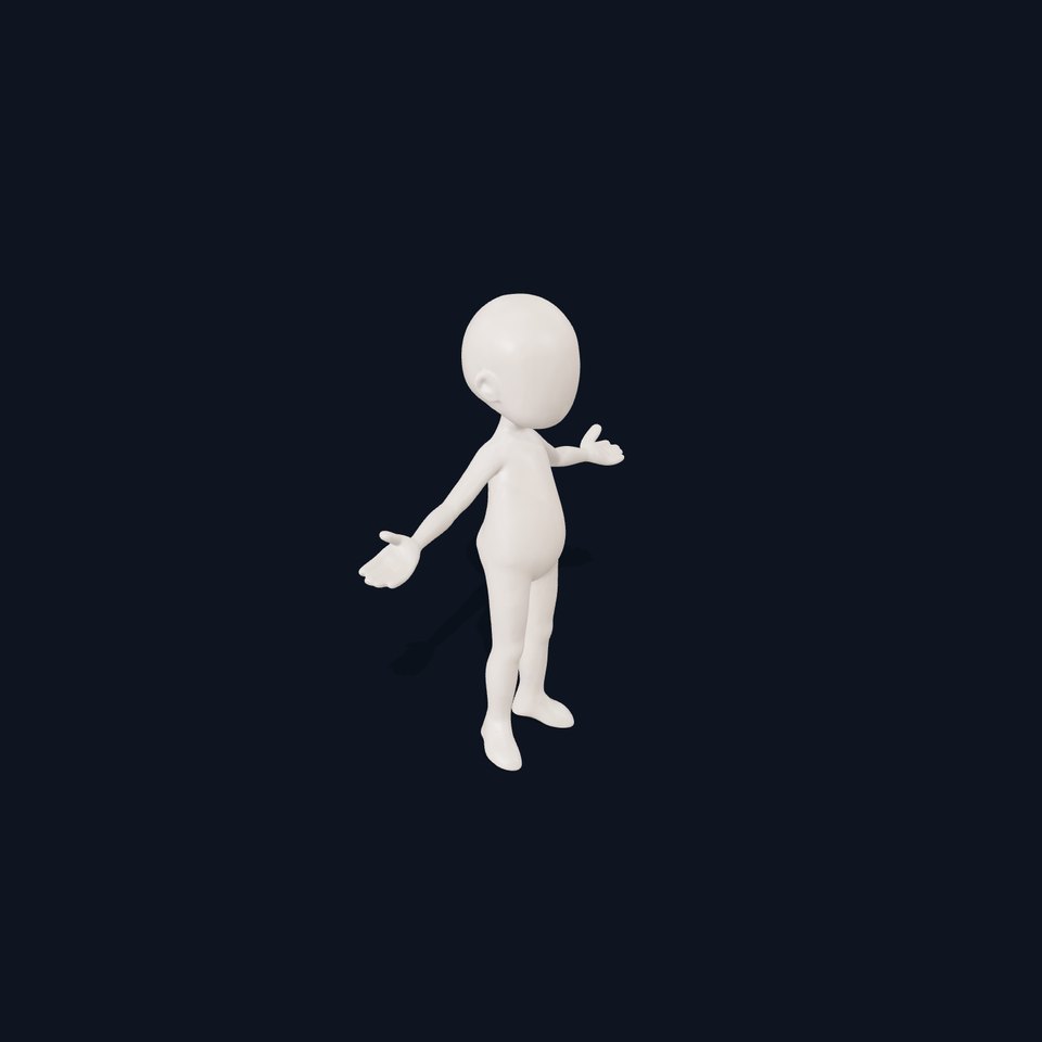 Minimalistic D Character Model Rigged and Animated