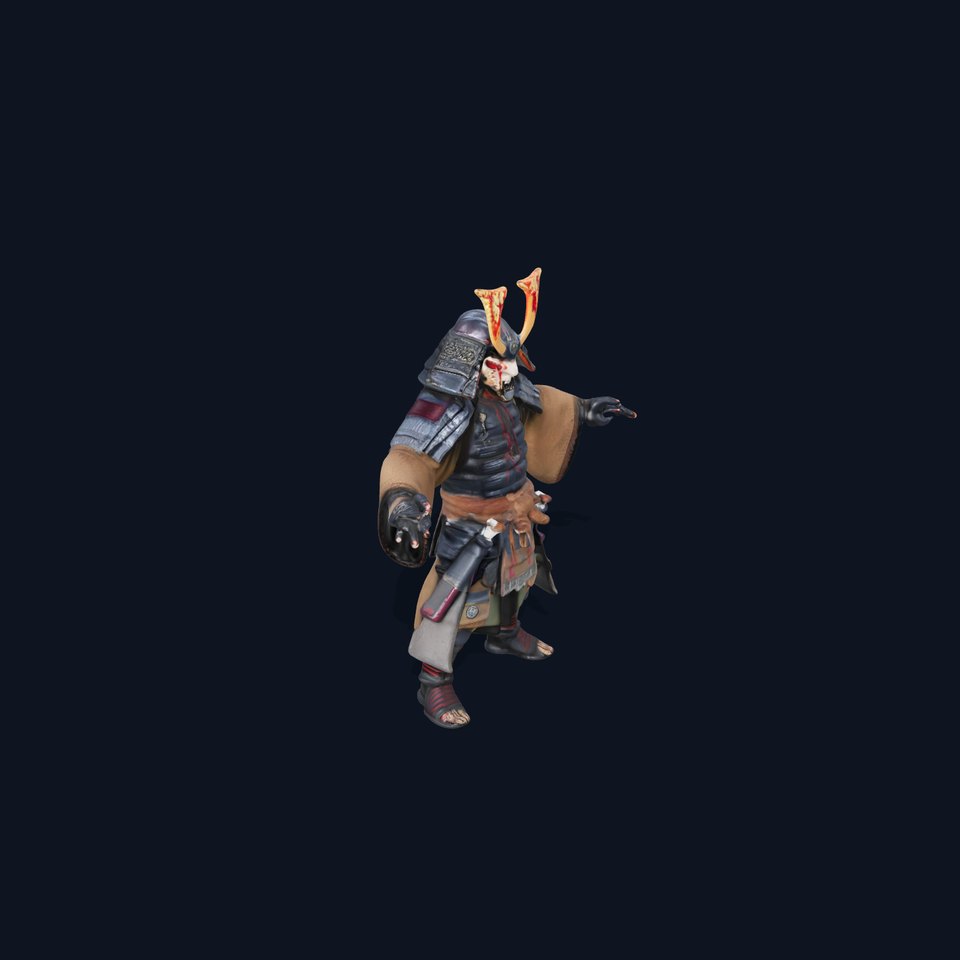 Samurai Warrior Rigged and Animated D Character Model