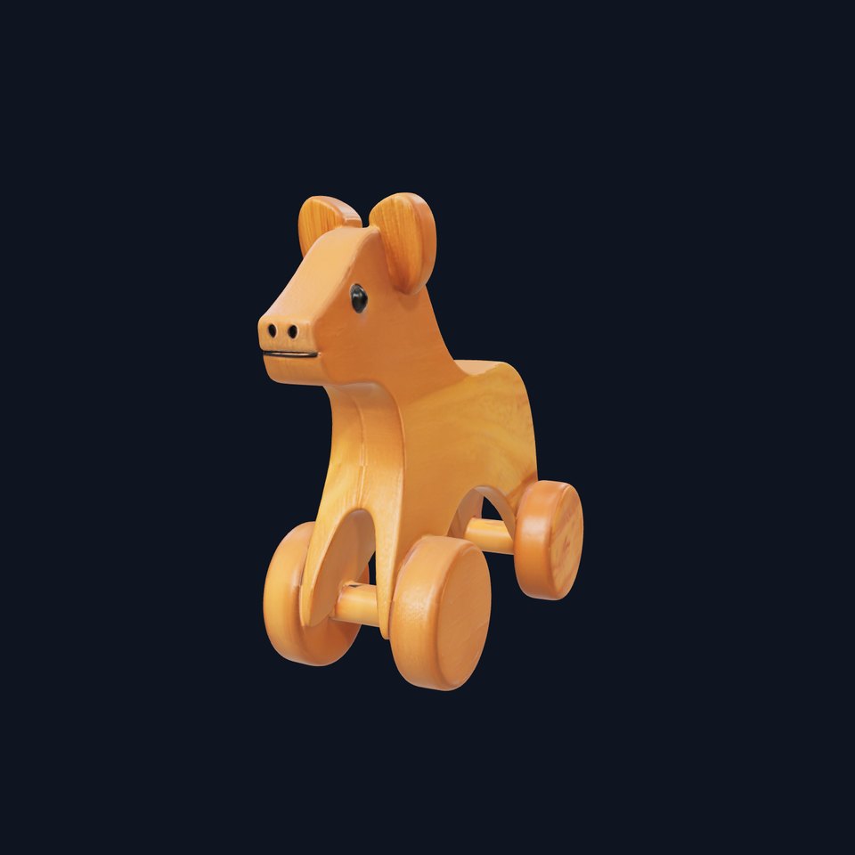 Wooden Animal Toy on Wheels D Model Pack