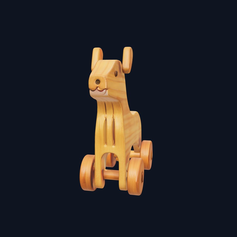 Wooden Toy Animal on Wheels Model Pack