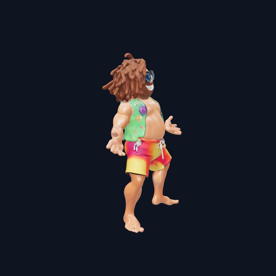 Beach Party Dude Character Model  Rigged and Animated