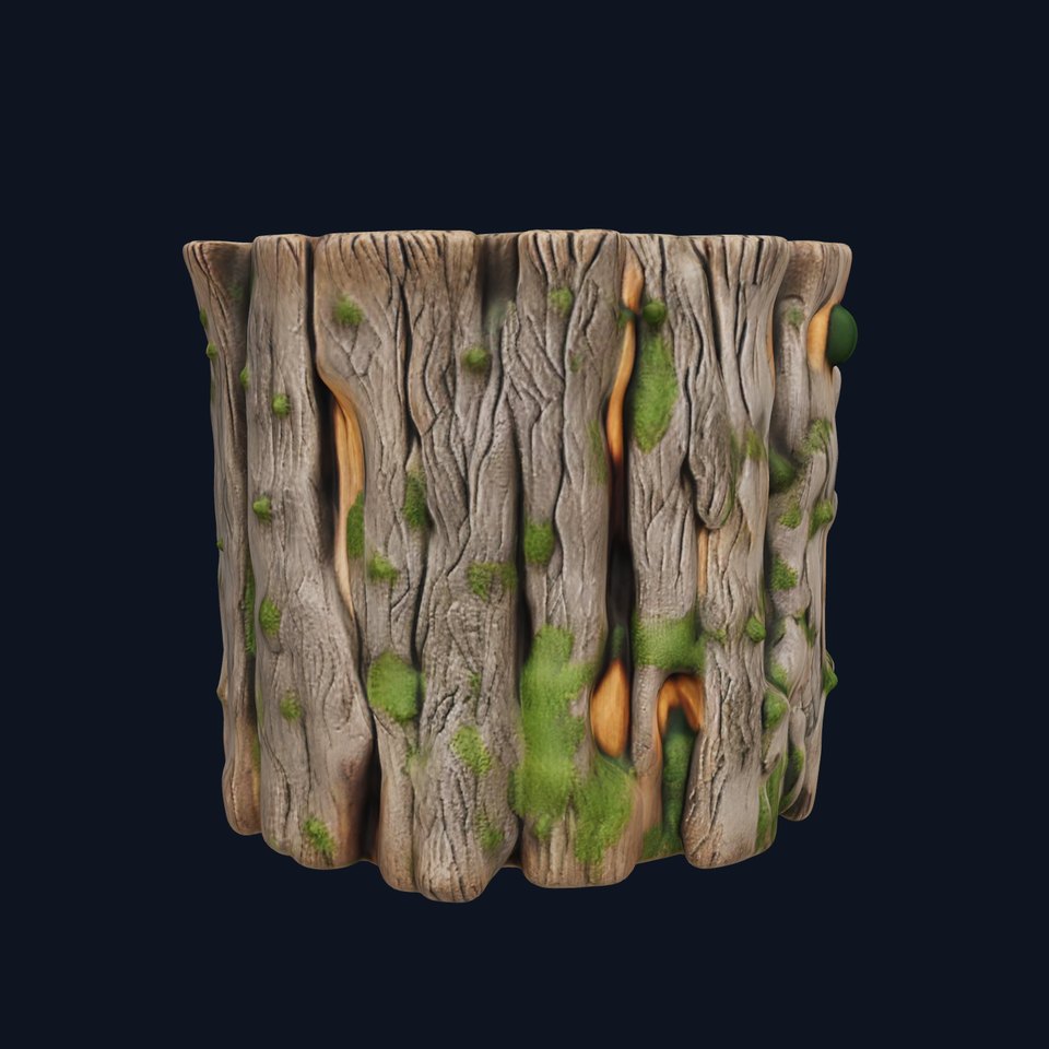 Wooden Tree Stump with Moss Model Pack