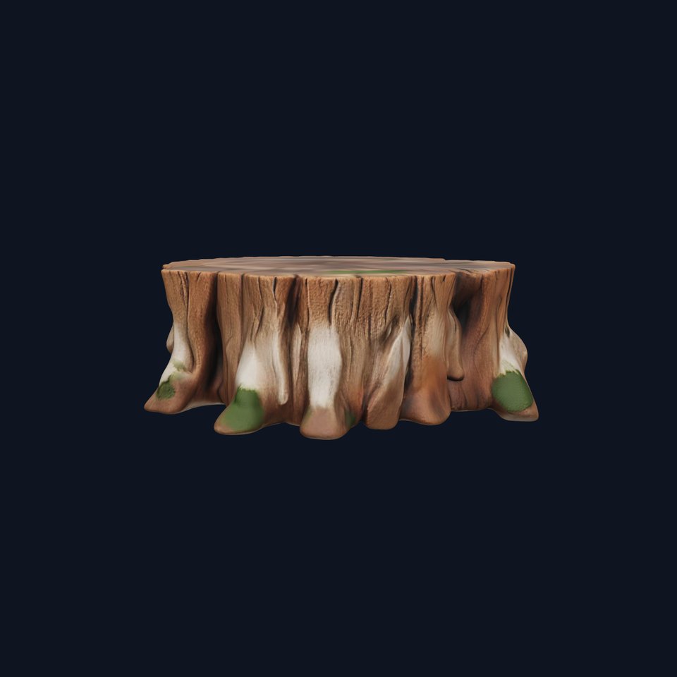 Wooden Tree Stump Model Pack with Moss Details