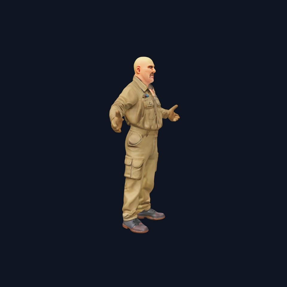 Bald Maintenance Worker D Model Rigged and Animated