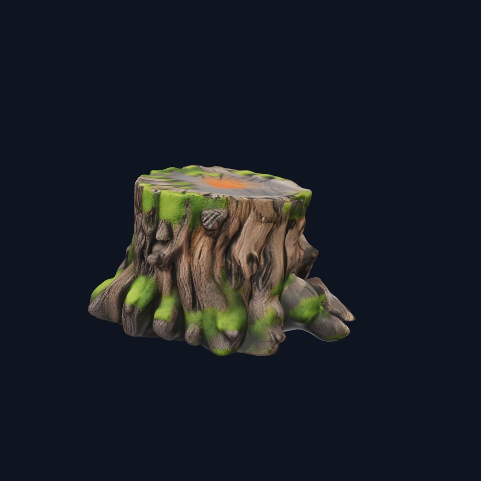 Mossy Tree Stump with Detailed Texture Model Pack