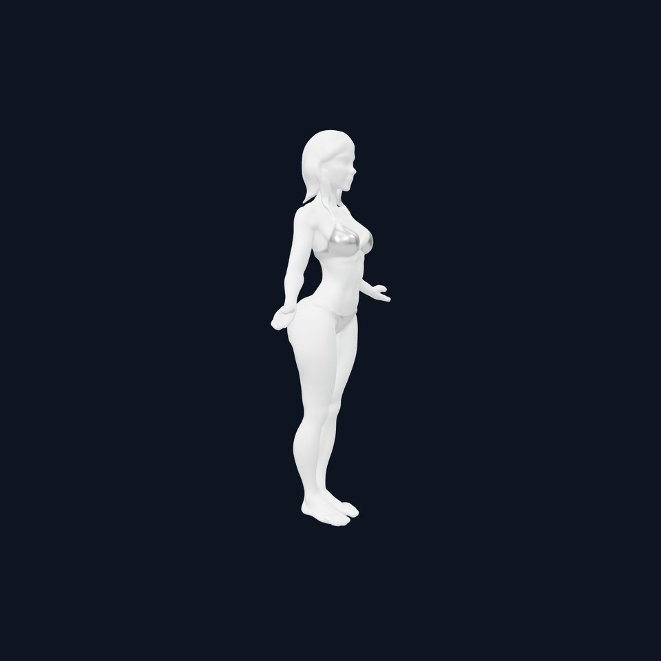 Animated Female Character Model Rigged and Animated for D Applications