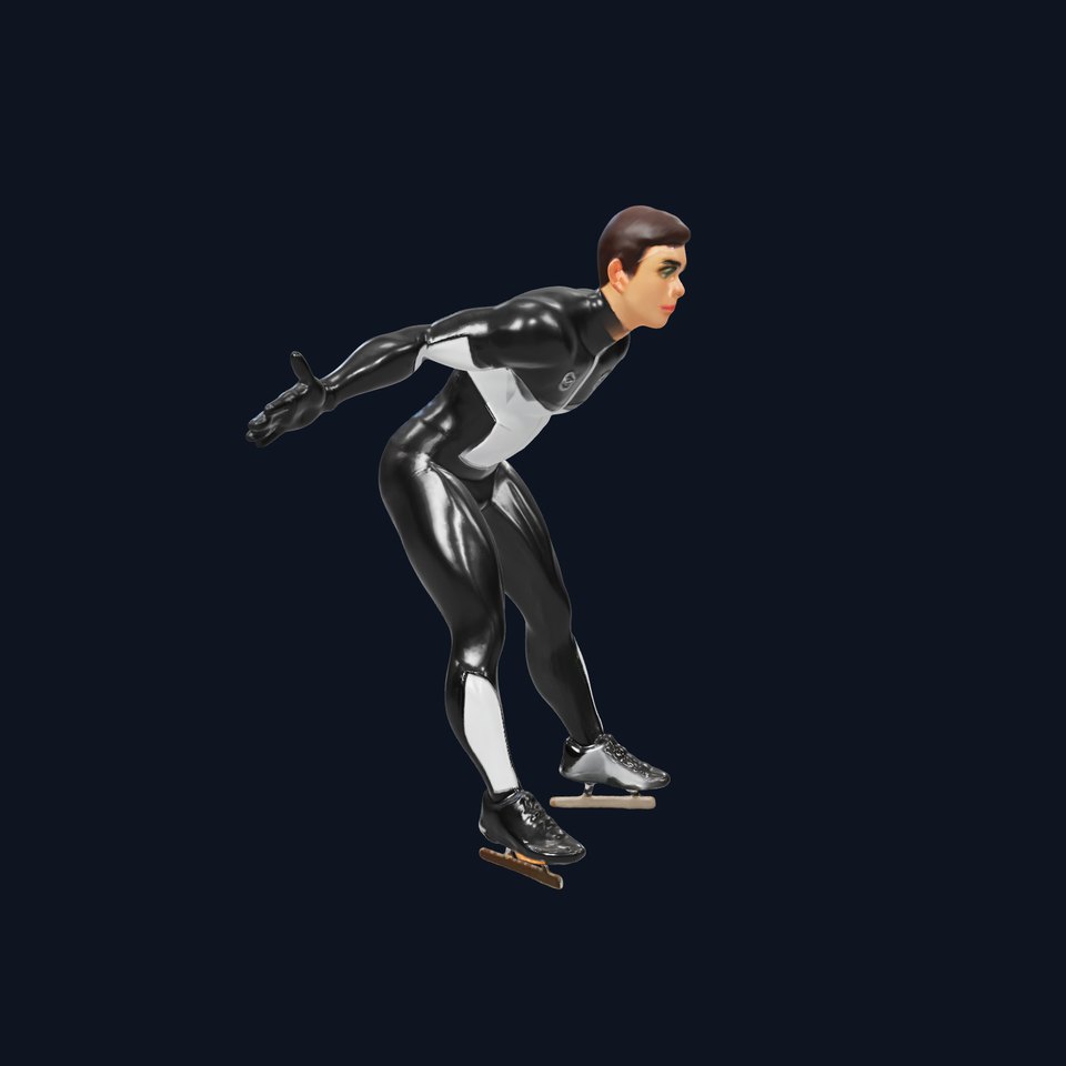 Speed Skater Rigged and Animated D Character Model