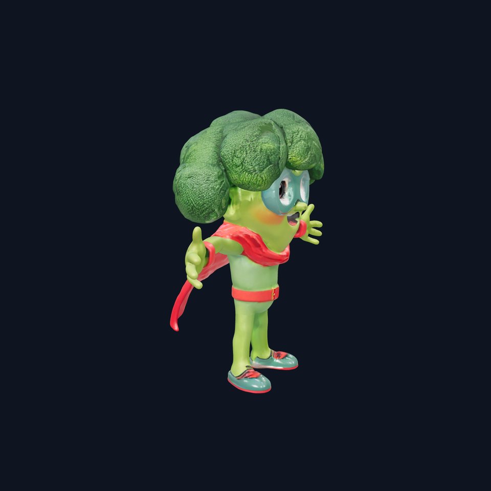 Broccoli Superhero Rigged and Animated D Character Model