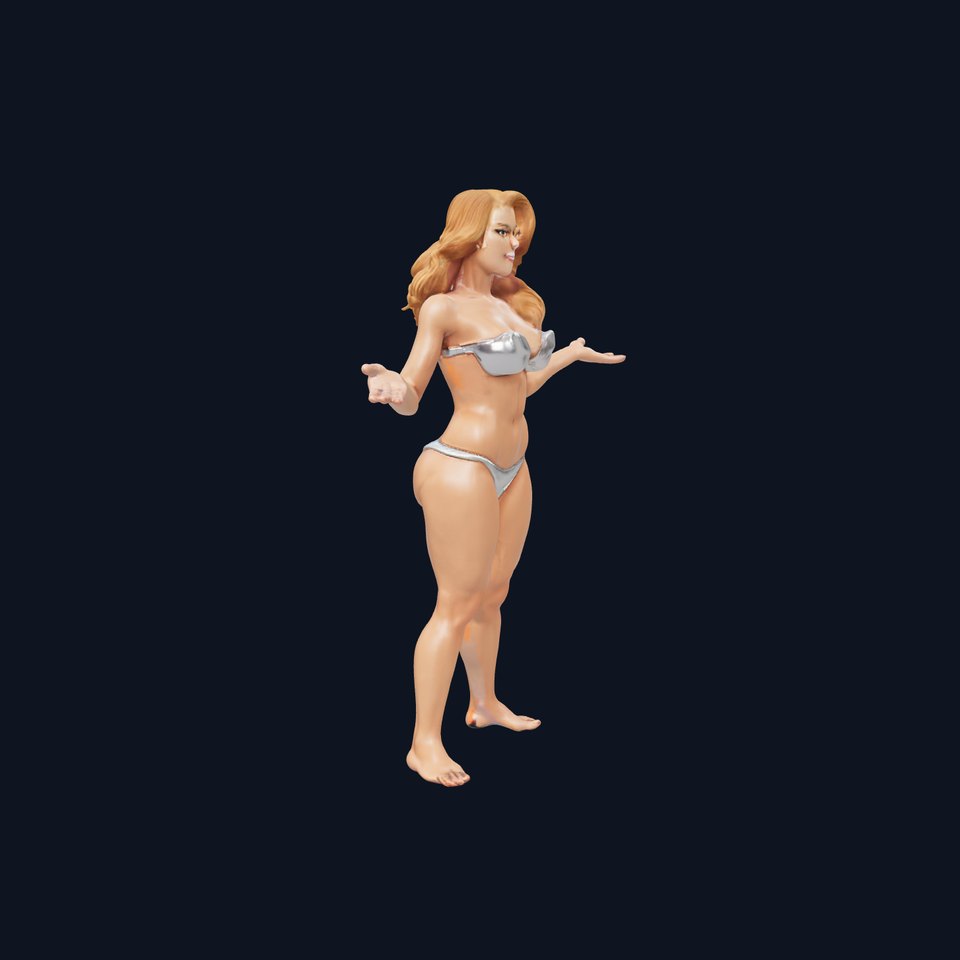Blonde Fitness Model Rigged and Animated D Character