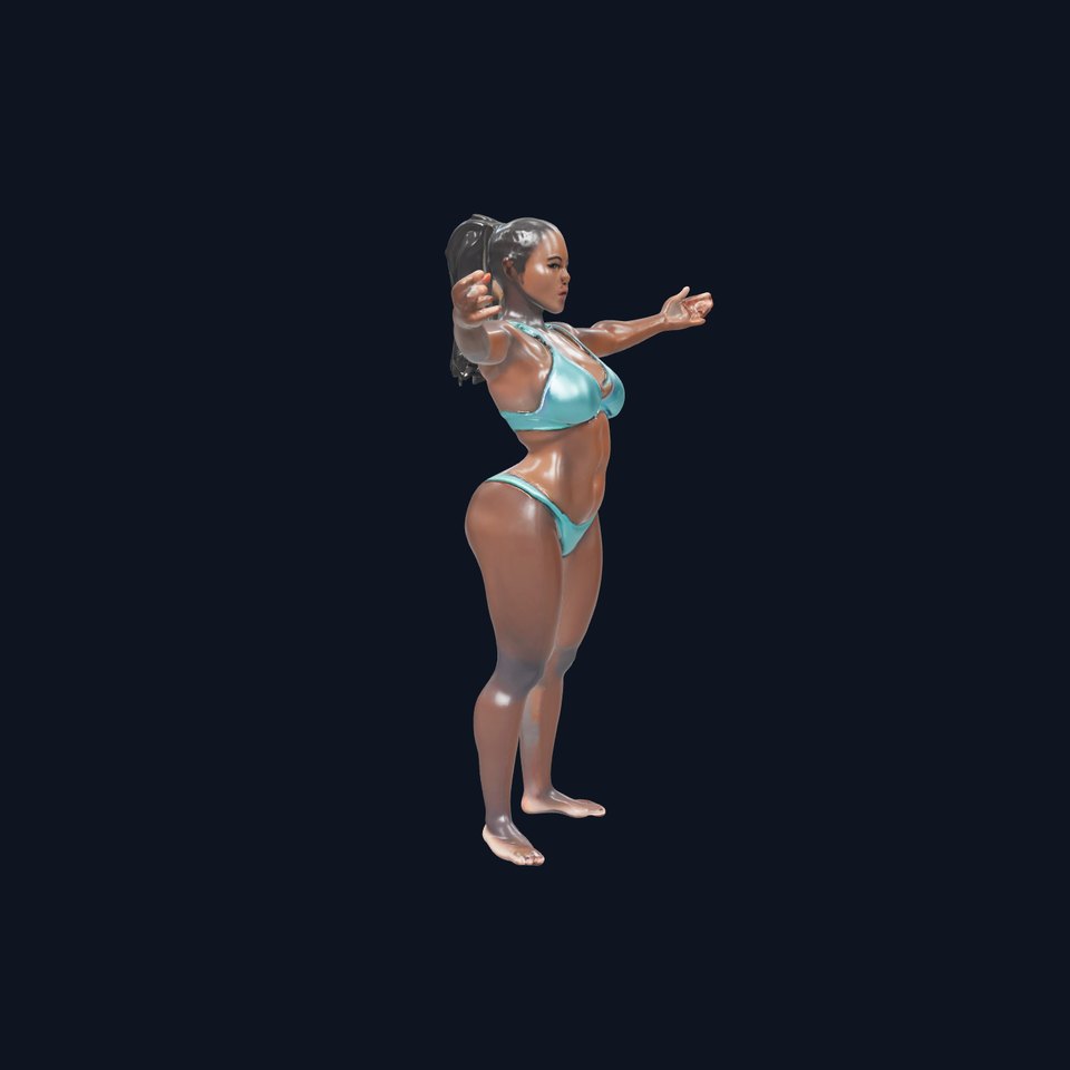 Athletic Female Character in Bikini Rigged and Animated