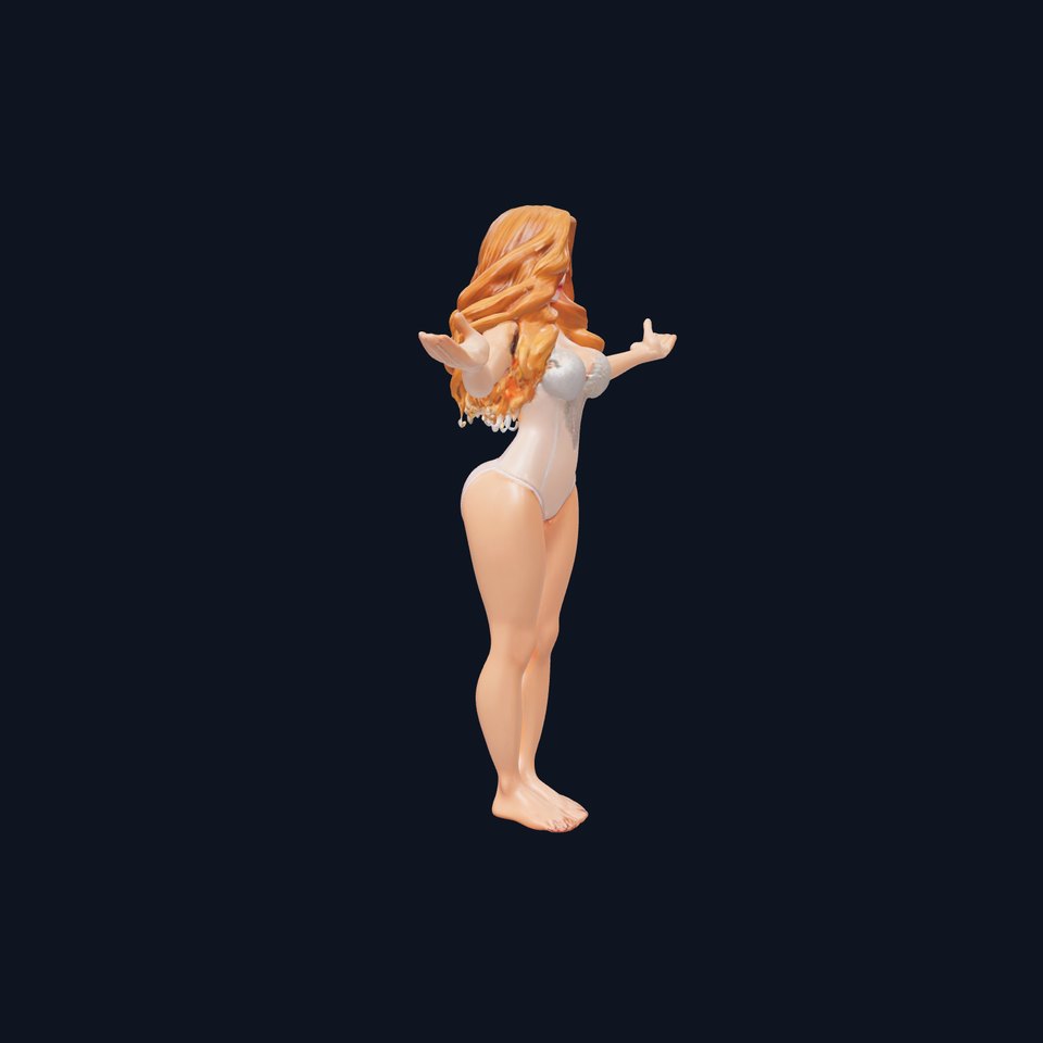 Elegant Female Character Model  Rigged and Animated