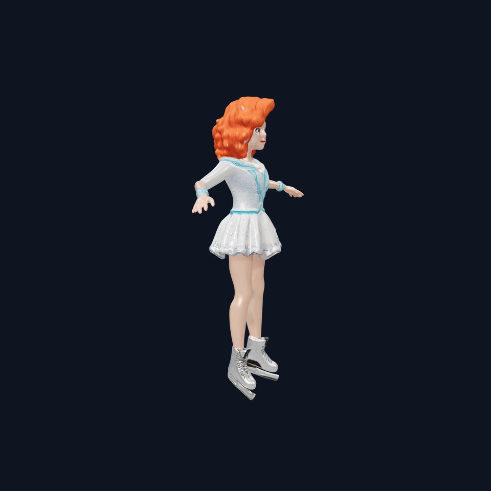 D Figure Skater Character Model Rigged and Animated
