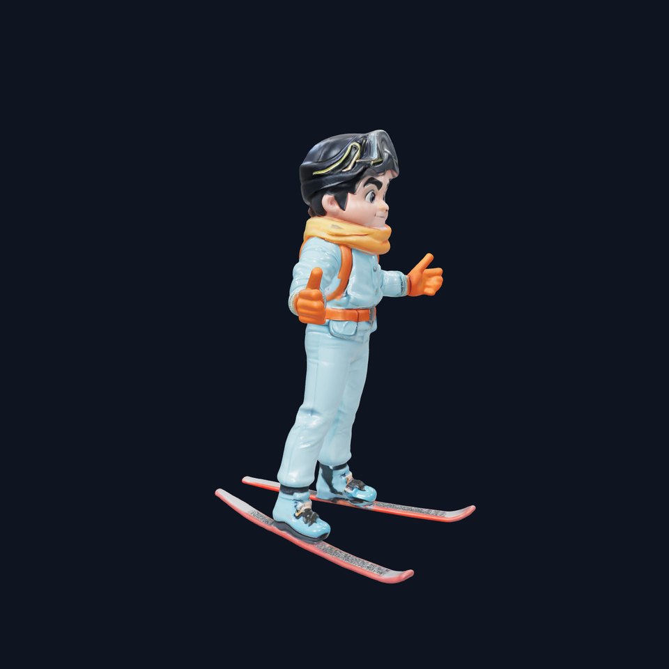 Animated Young Skier in Winter Outfit Rigged and Animated