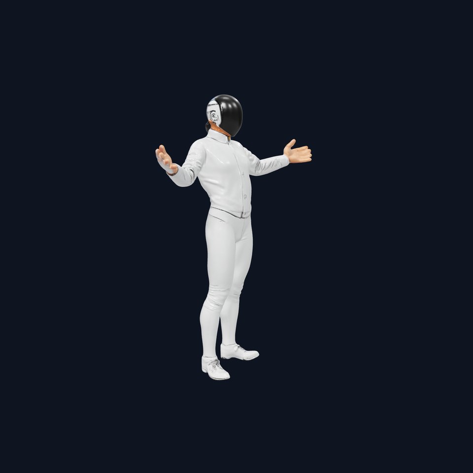 D Fencer Character Rigged and Animated with Fencing Gear