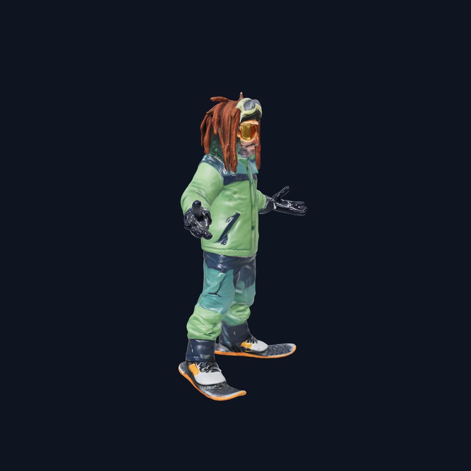 Snowboarder Character Rigged and Animated in Winter Gear