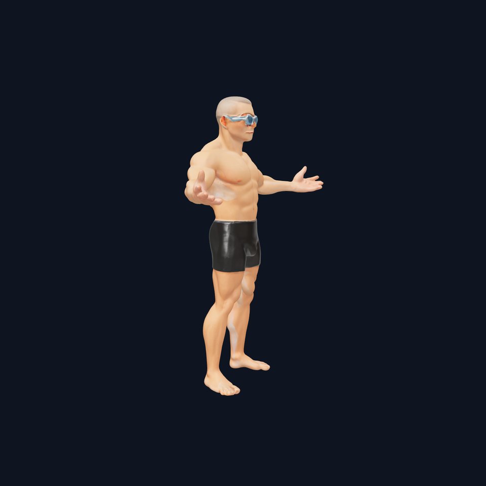 Athletic Swimmer Character Model Rigged and Animated