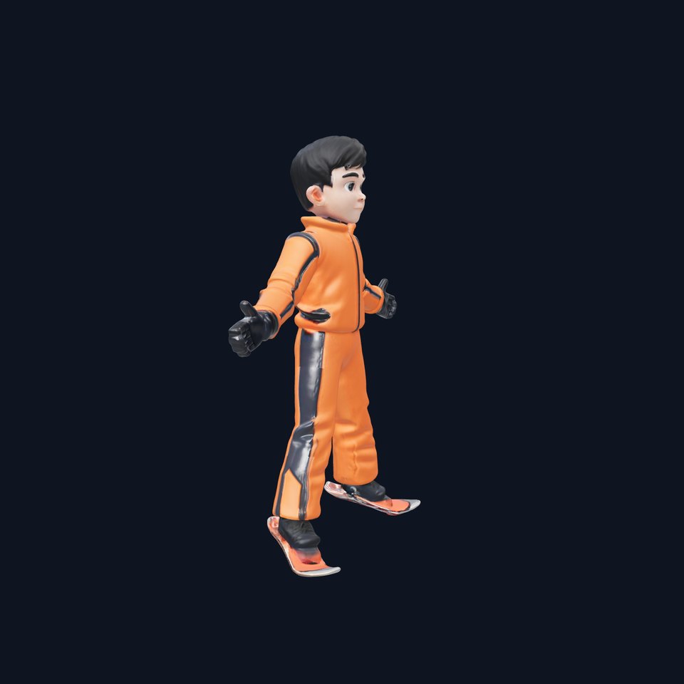 Orange Snowboarder Teen Rigged and Animated D Character Model