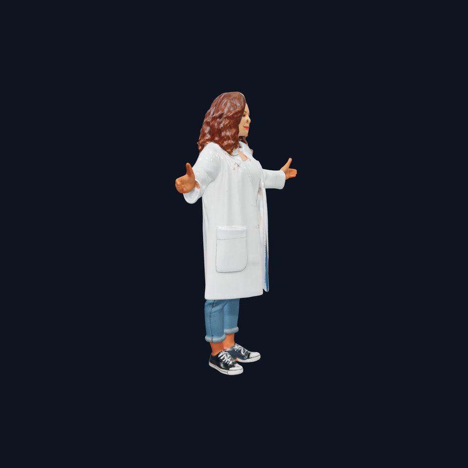 Female Scientist Rigged and Animated D Character Model