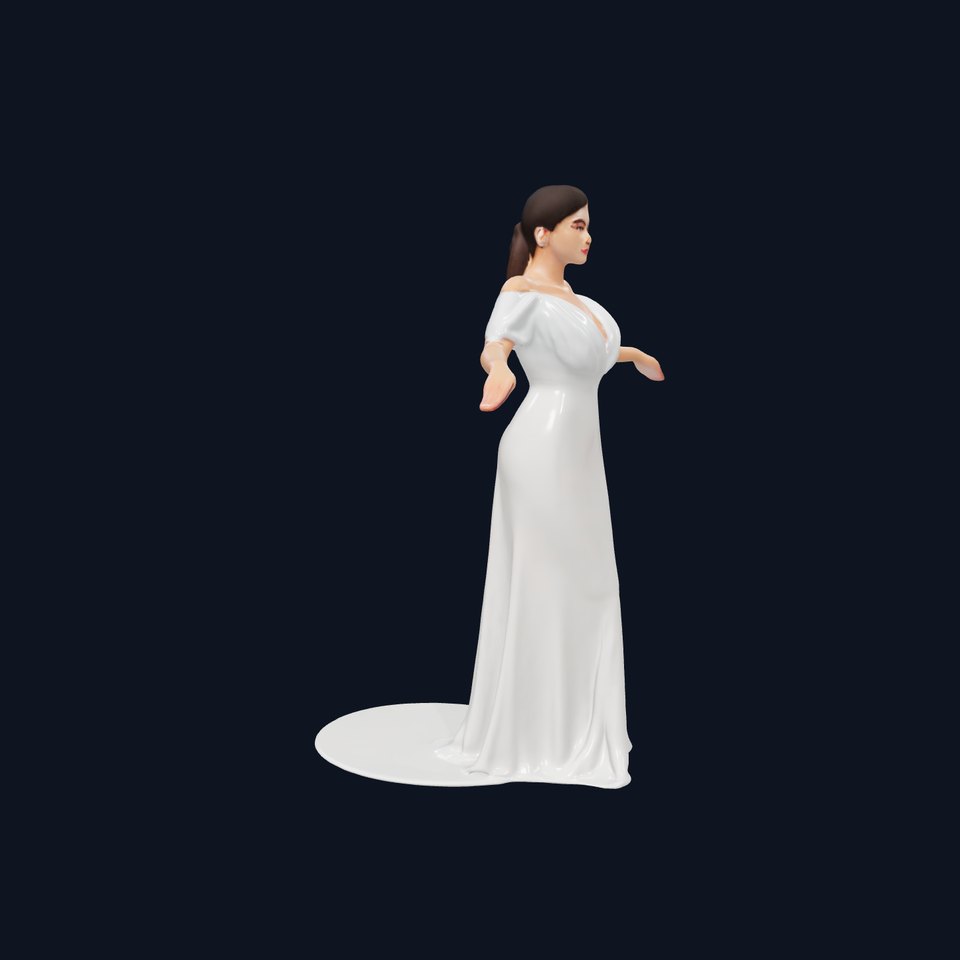 Elegant Evening Gown Character  Rigged and Animated