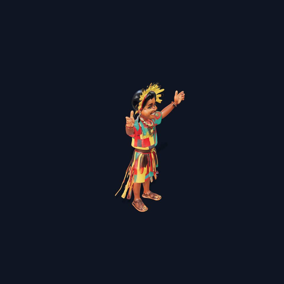 Colorful Tribal Child Character Rigged and Animated Model