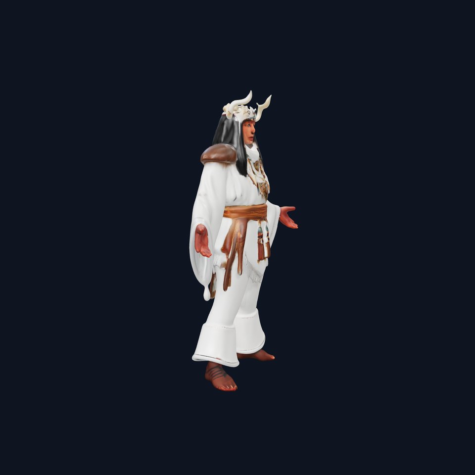 Mystical Shaman Character Rigged and Animated with Detailed Textures