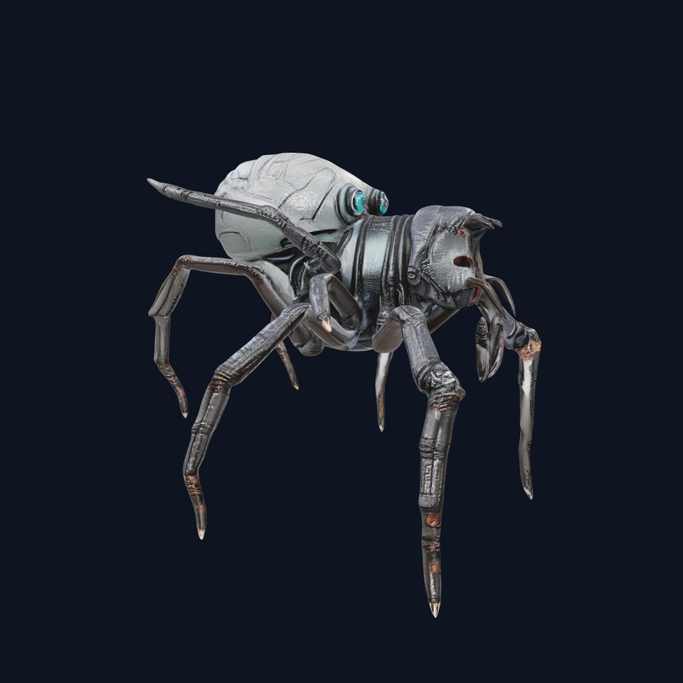 Cyber Arachnid Rigged and Animated D Character Model