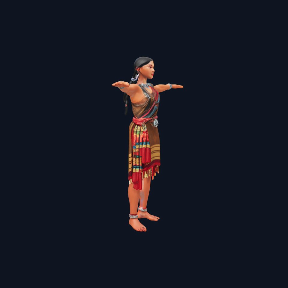 Tribal Warrior Woman  Fully Rigged and Animated D Model