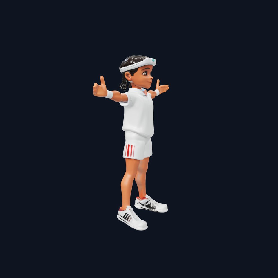 Animated Young Tennis Player Character Model  Rigged and Animated