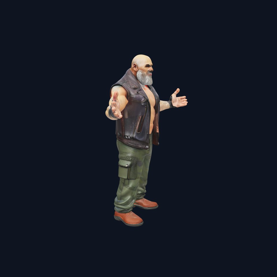 Biker Warrior Rigged and Animated Character D Model