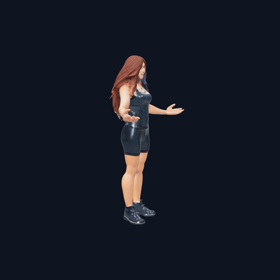 Athletic Female Character Rigged and Animated for D Applications