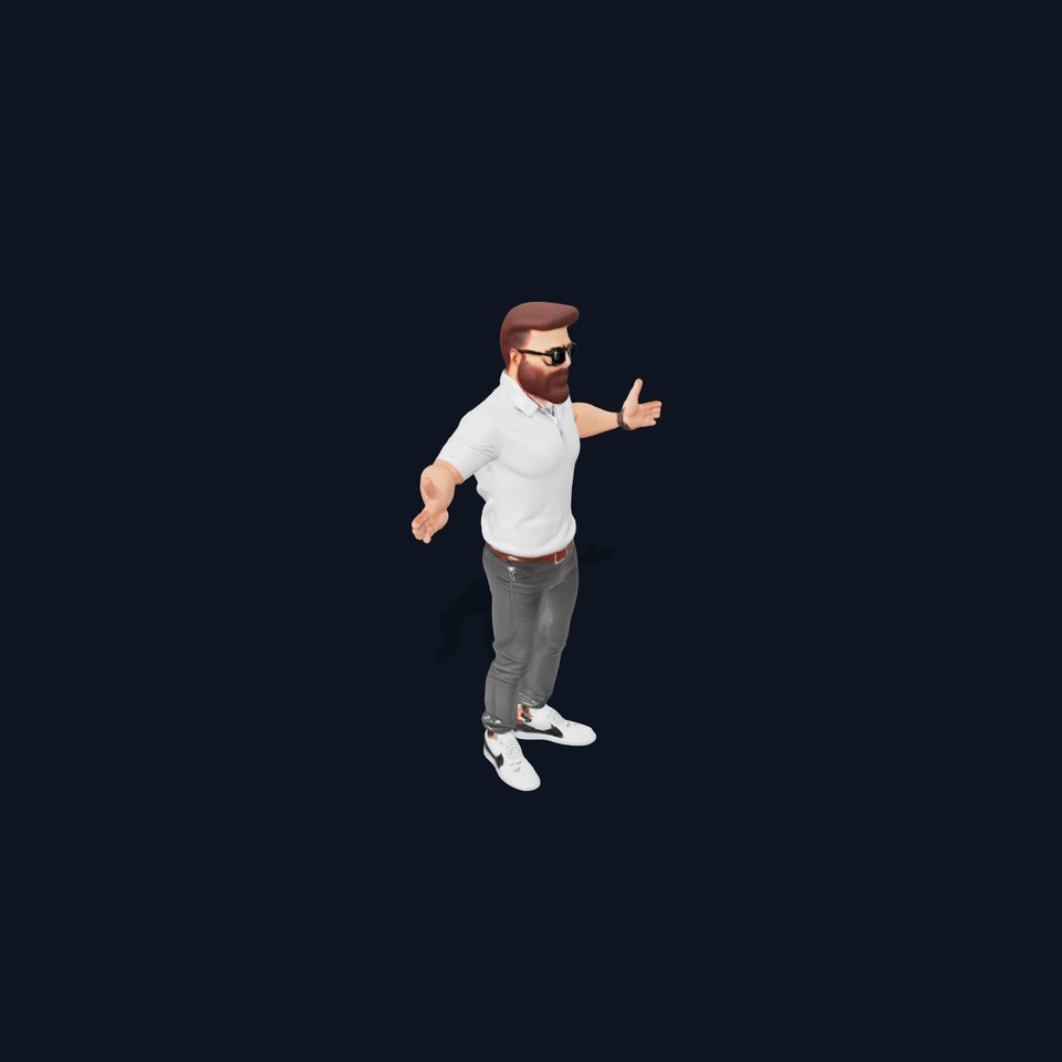 Bearded Modern Casual Male Character  Rigged and Animated