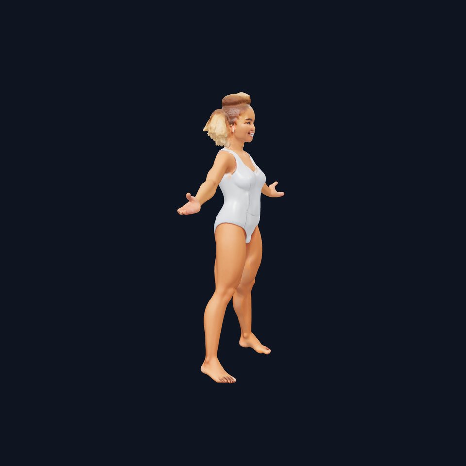 Youthful Swimsuit Athlete Rigged and Animated D Model