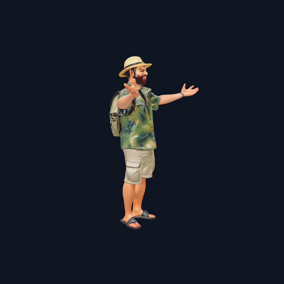 Tropical Adventurer Rigged and Animated Character Model