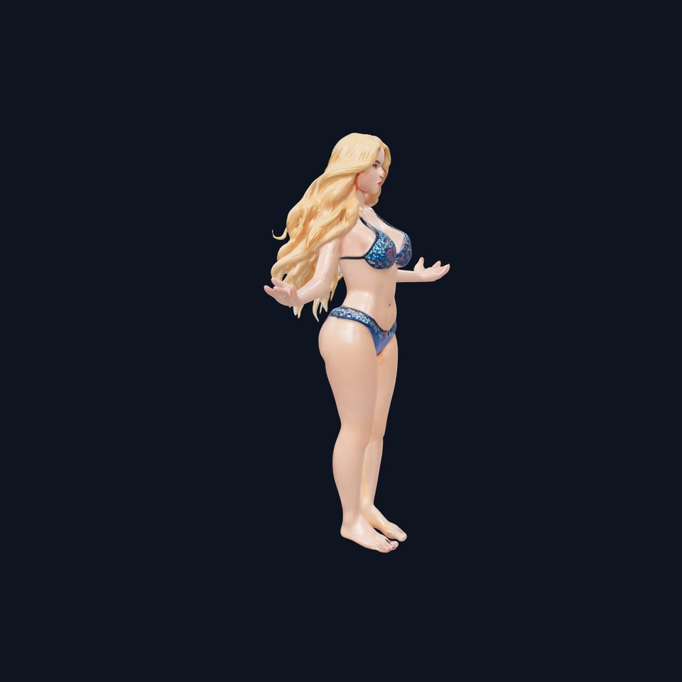Blonde Beachwear Model Rigged and Animated