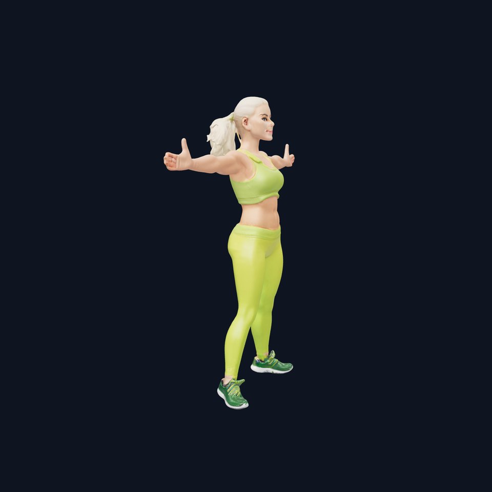 Athletic Female D Character Model Rigged and Animated
