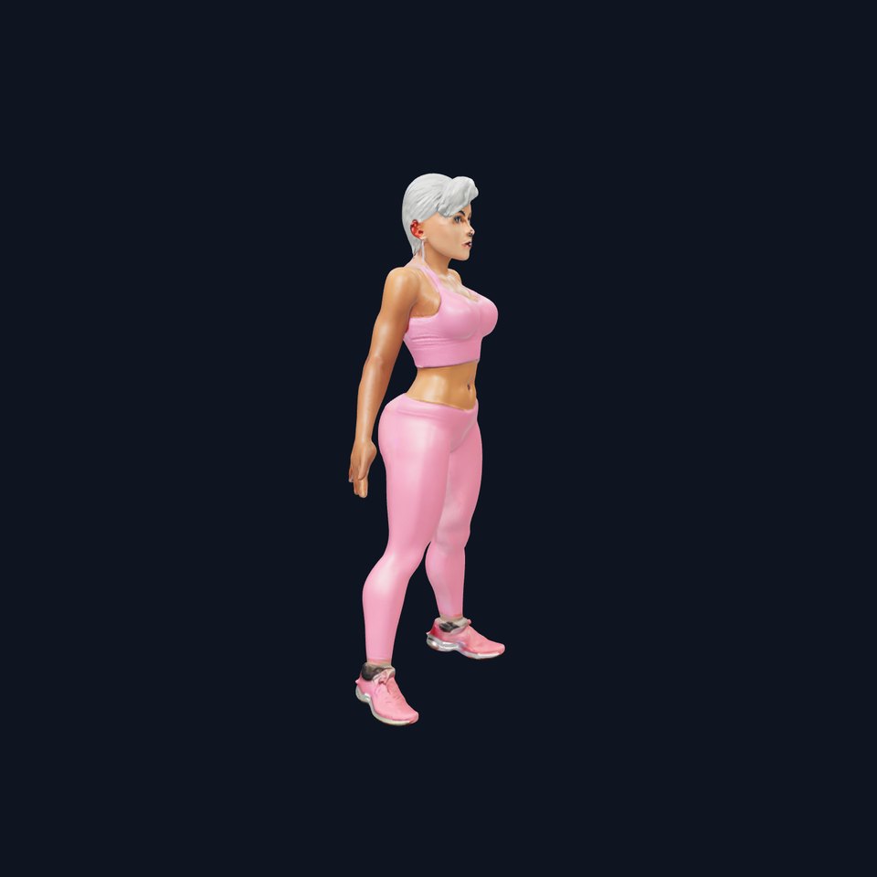 Athletic Female Character Rigged and Animated for Games
